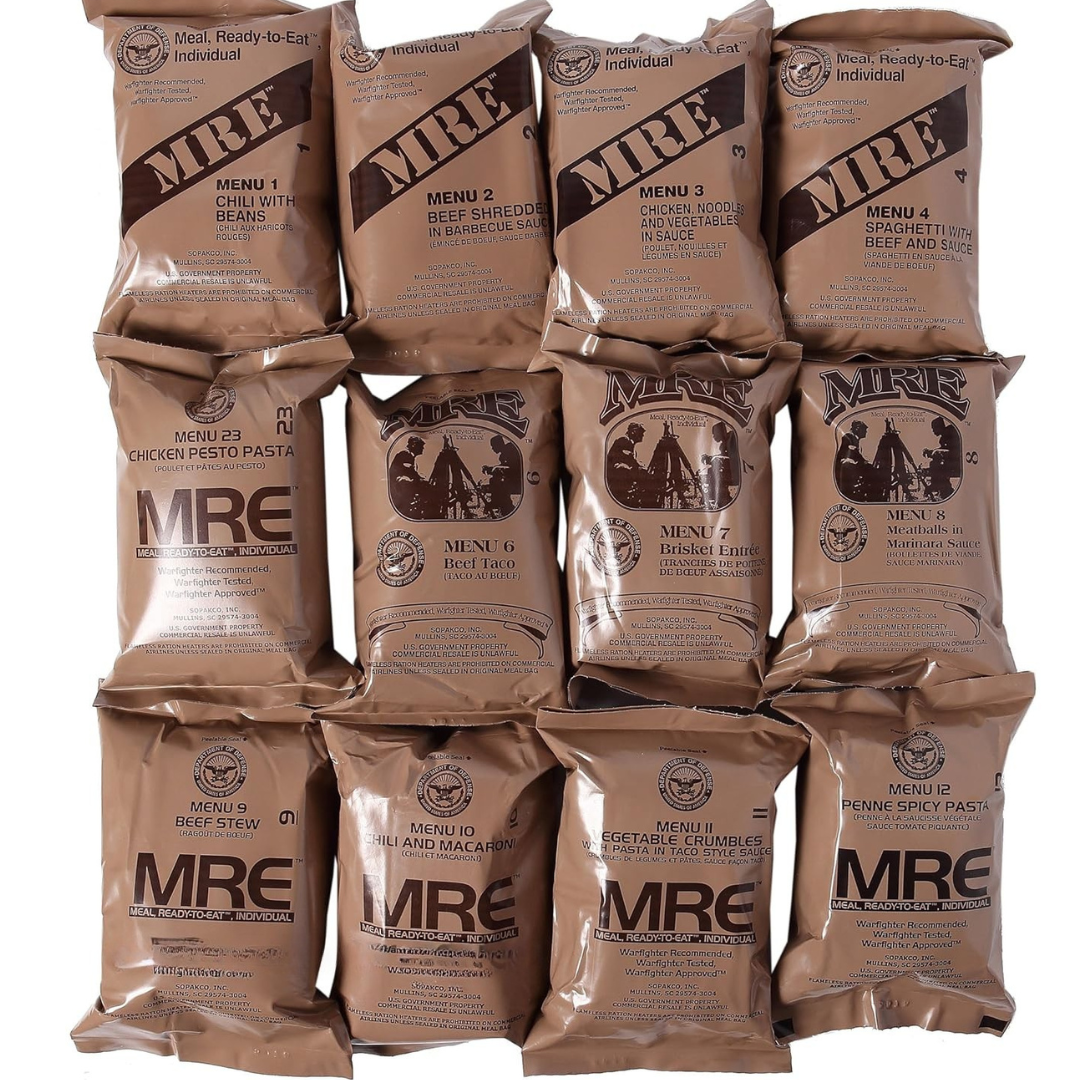 Genuine U.S. Military MRE's – Certified Inspection, Long Shelf Life | Ready-to-Eat Meals,  2025 Inspection Date.